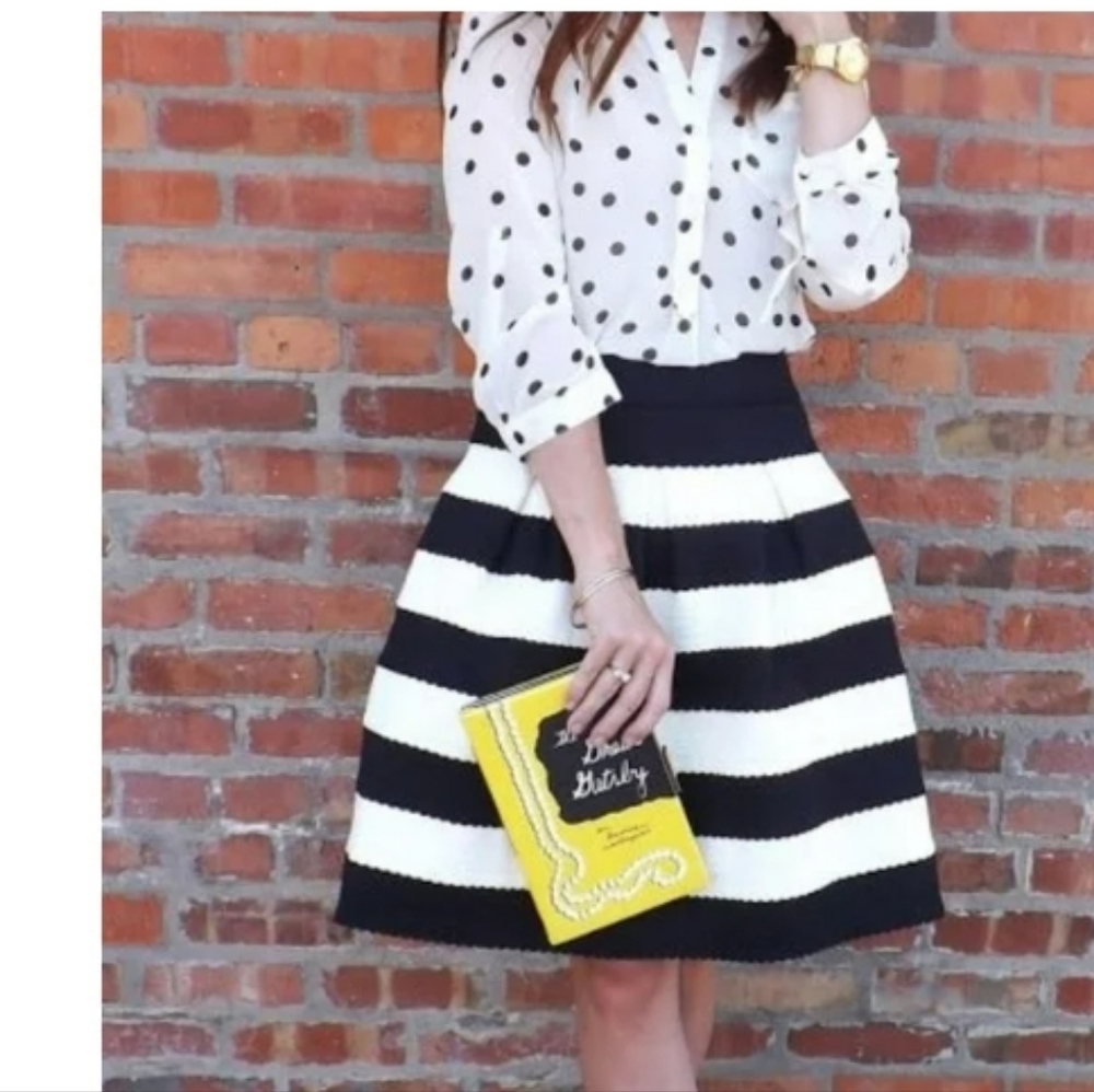 Forever 21 Black and White Striped A-Line Skirt